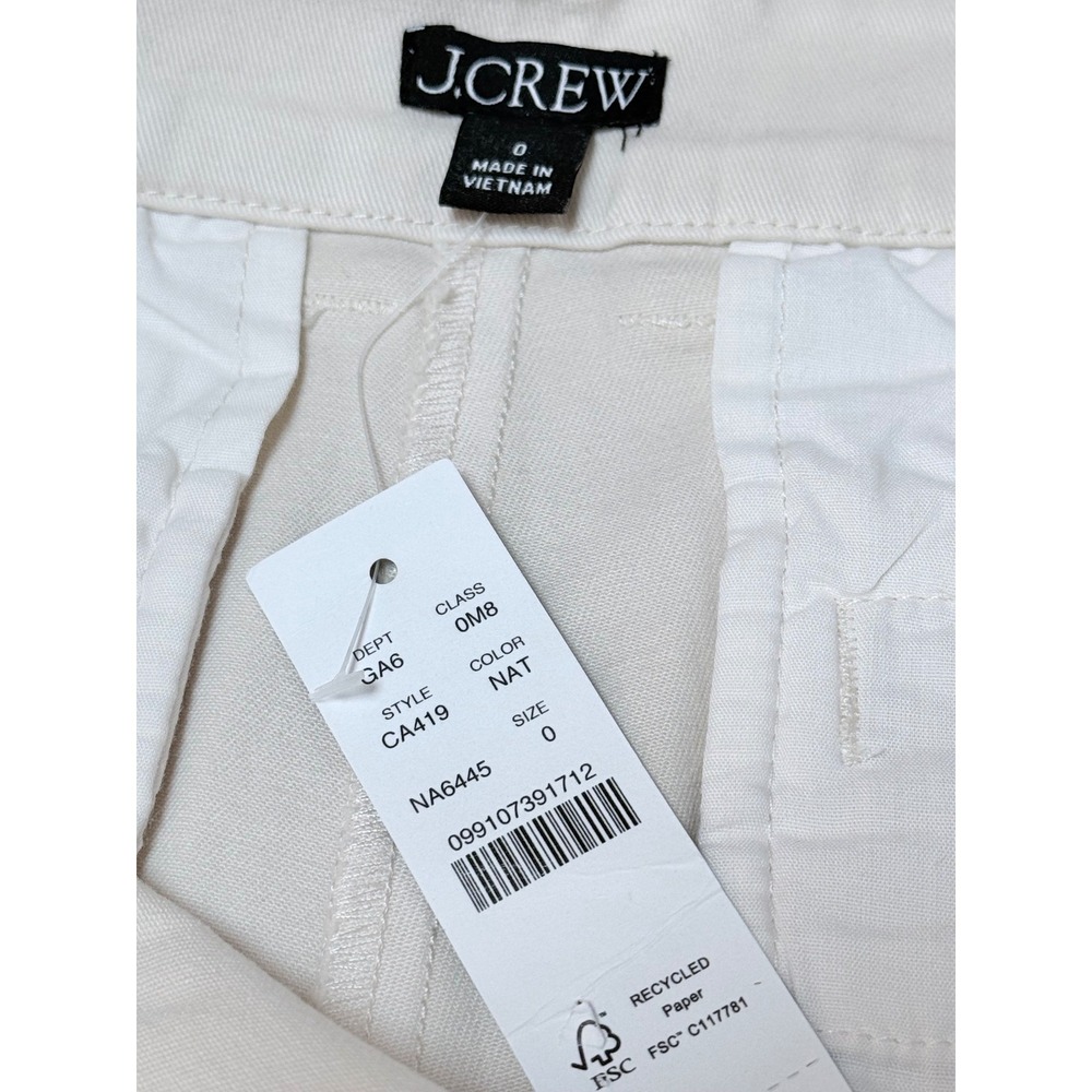 NWT J. Crew Sz 0 Cargo Chino shorts in natural $79.50 *Broken Snap Button - Picture 5 of 6